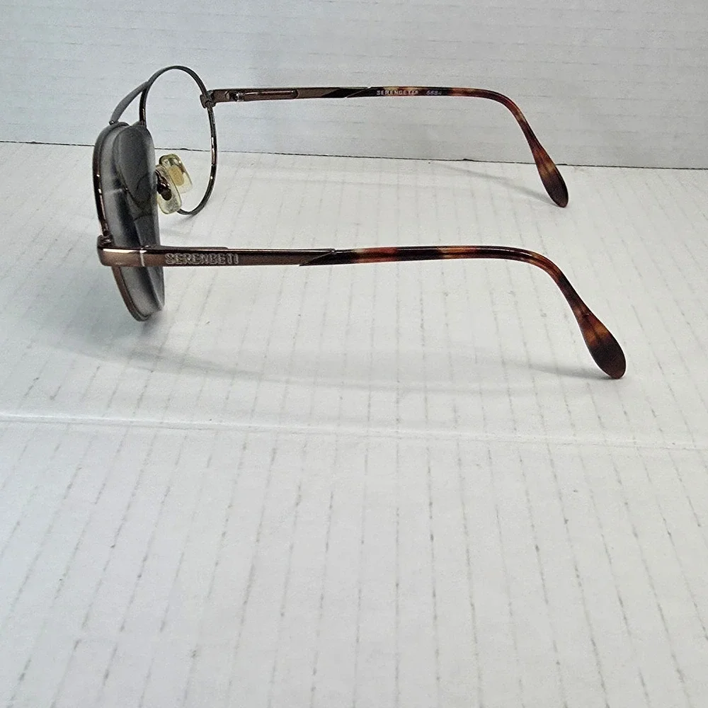 VTG‎ Serengeti 6684 Eyeglass Frames Brown Metal Tortoise Arms Japan*FRAMES ONLY*